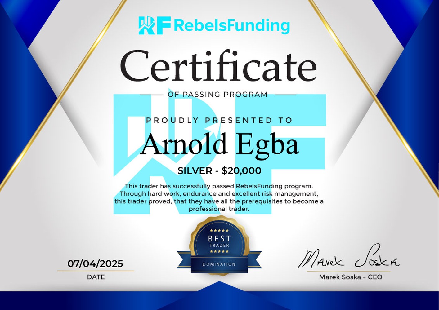 Arnold Egba — Passed Challenge