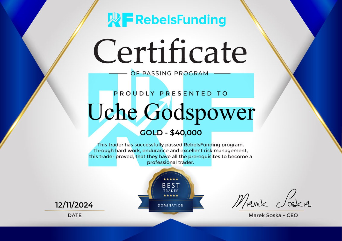 Uche Godspower — Passed Challenge
